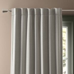 Open Box - Threshold - 50"x95" Blackout Textured Plaid Curtain Panel Gray Gray